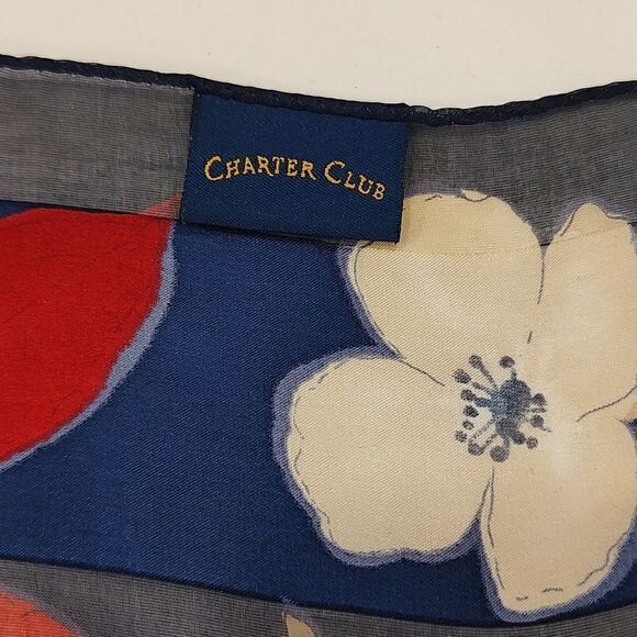 Charter Club Long Floral Silk Scarf - Picture 2 of 8